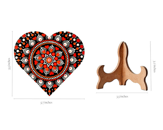 Hand-painted small heart Mandala on Wood