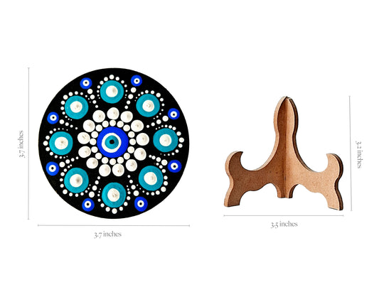 Hand-painted small round Mandala on Wood