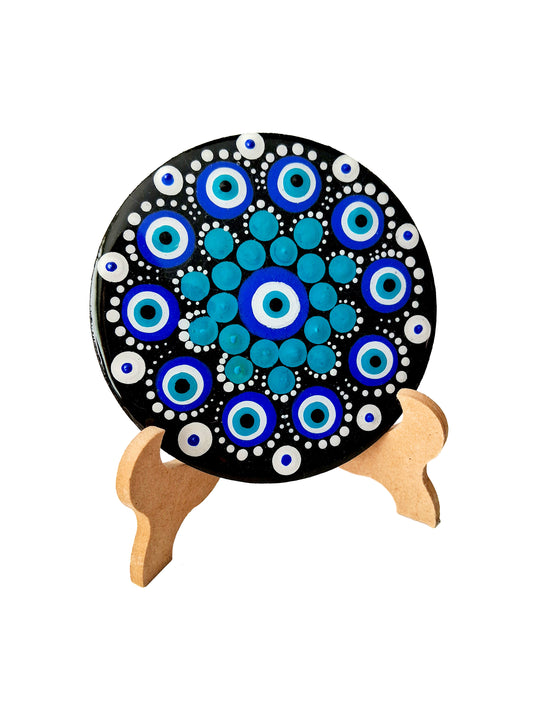 Hand-painted small round Mandala on Wood